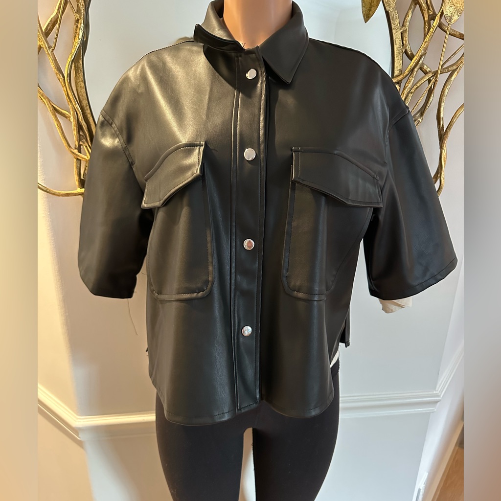 Vigoss Button Down Pleather Jacket